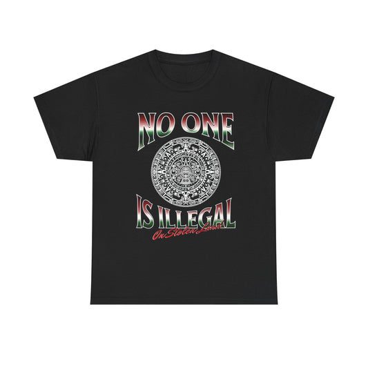 Unisex Heavy Cotton Tee - "No One Is Illegal On Stolen Land" Graphic, Social Justice Apparel, Inspirational T-Shirt, Protest Wear, Inclusive Fashion